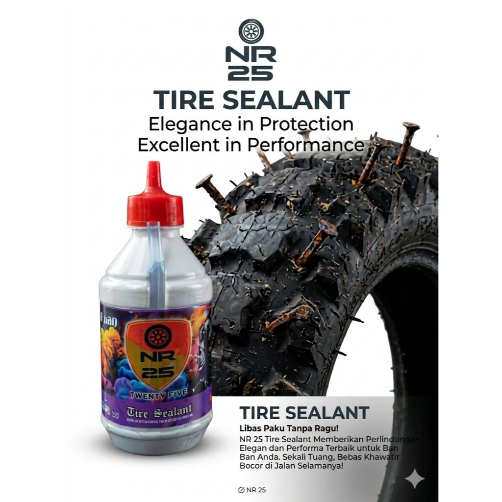 Cairan Anti Bocor Ban Tubeless NR-25 350ml Kemasan Ecer Murah Botolan Berkualitas - Gambar 2