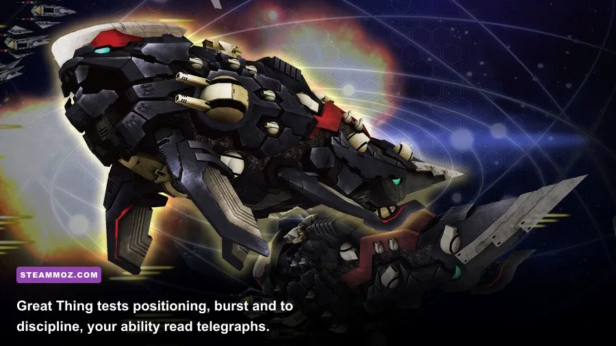 DARIUSBURST Chronicle Saviours Great Thing battleship boss firing missiles