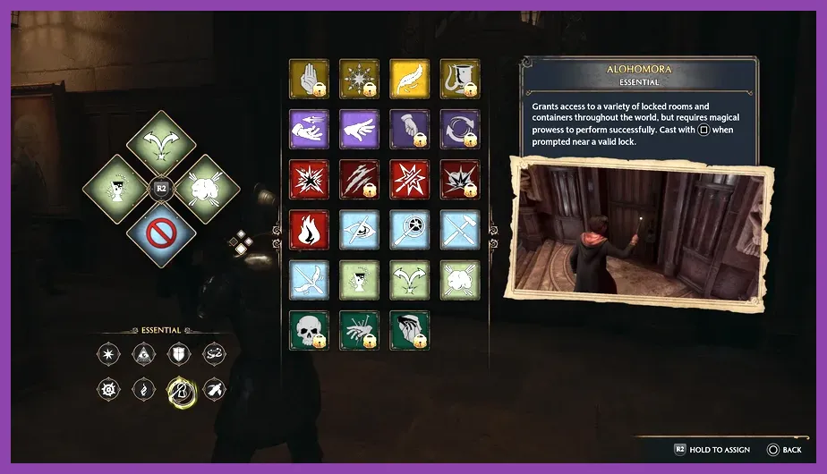 Unlocking a high-level door using Alohomora in Hogwarts Legacy