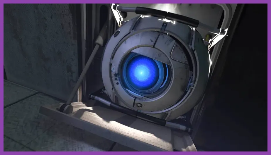 Wheatley personality core interface on a monitor in Portal 2