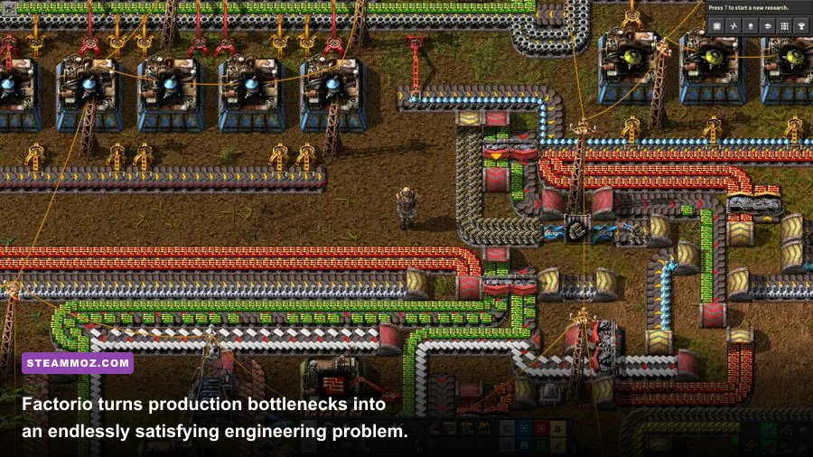 Large Factorio factory with conveyor belts trains and logistic robots