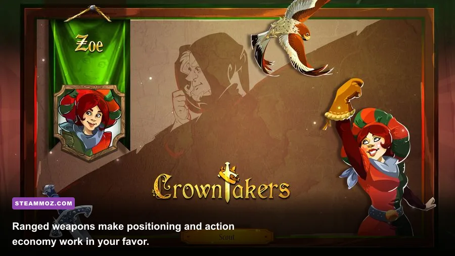 Crowntakers ranged character attacking enemies with a bow during tactical combat