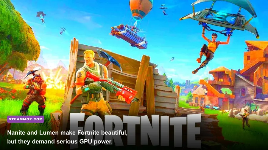 Fortnite Unreal Engine 5 island landscape with Nanite and Lumen graphics enabled
