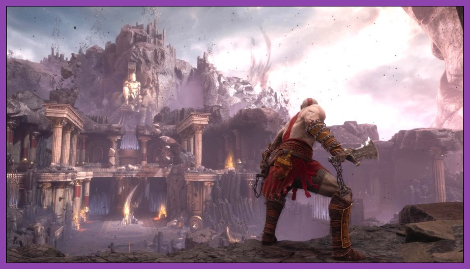 Kratos standing on the mysterious shore of Valhalla in God of War Ragnarok
