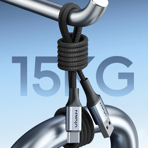 VIVAN VKF-AC100 Kabel Data Usb To Type C Fish Line Braid 3A 1 Meter - Gambar 4