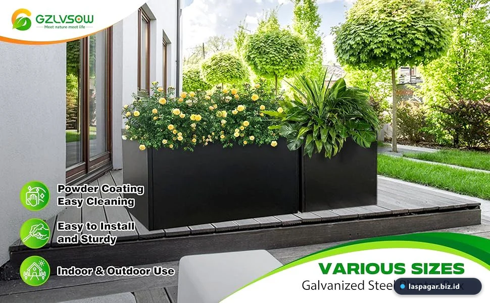 Material hollow galvanis dan plat besi untuk planter box dinding pagar