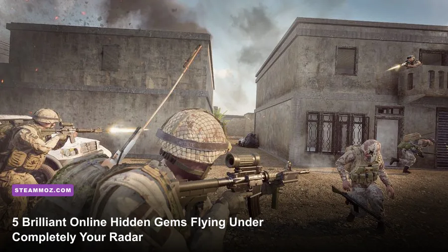 Squad of players coordinating in a gritty tactical multiplayer game