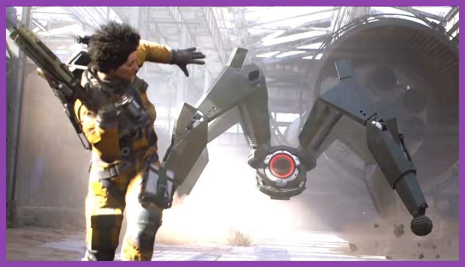 A squad of Raiders taking down a colossal ARC machine in Calabretta