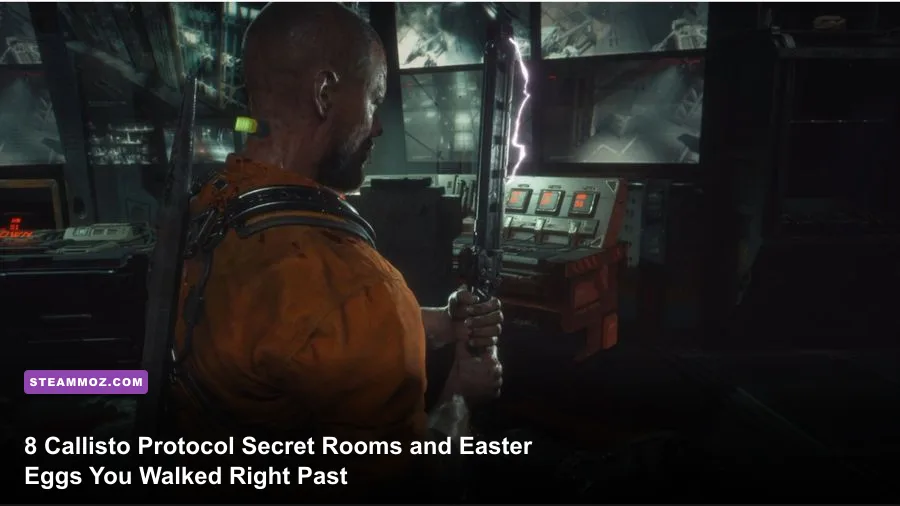 Jacob Lee navigating a dimly lit corridor inside Black Iron Prison in The Callisto Protocol