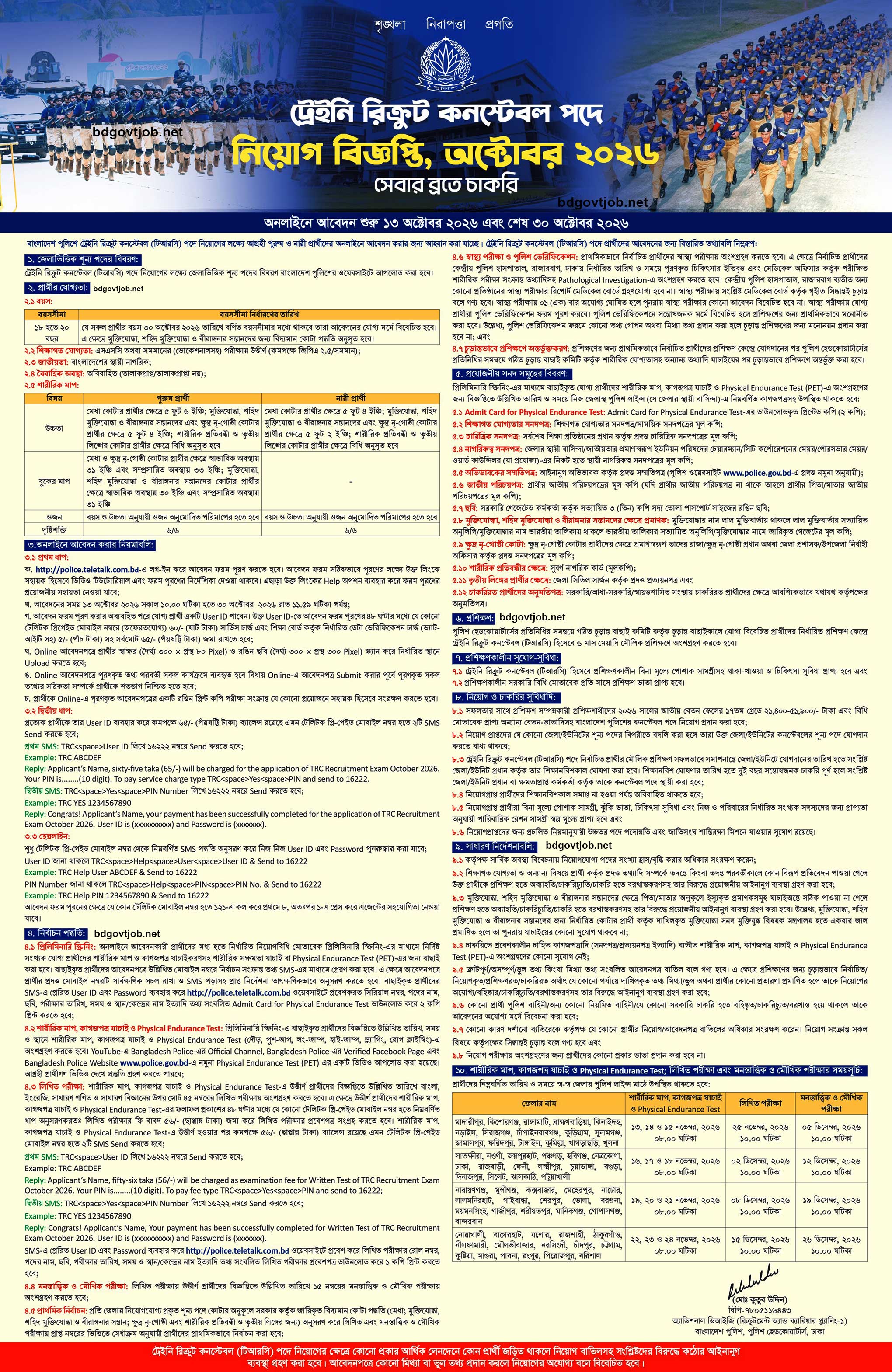 police.teletalk.com.bd Apply Police Constable Job Circular 2026