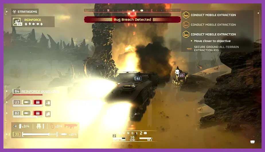 Helldivers 2 player pressing automate extraction button during mission