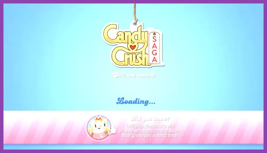 Candy Crush Saga logo on a loading screen background