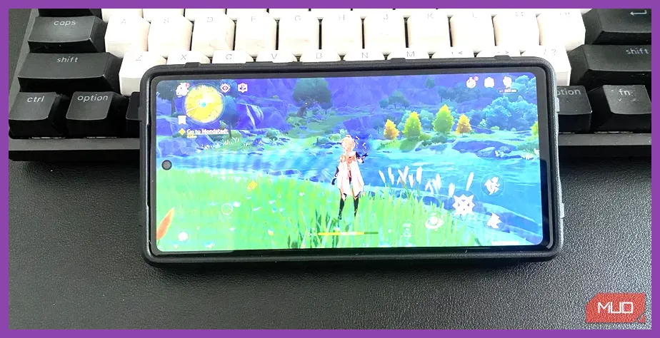 Genshin Impact running on modern smartphone showing high FPS gameplay