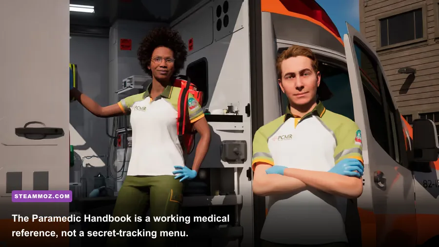 Ambulance Life Paramedic Handbook diagnosis interface during an emergency call