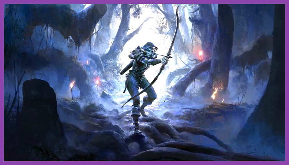 A Ranger drawing a bow, highlighting the Deadeye ascendancy