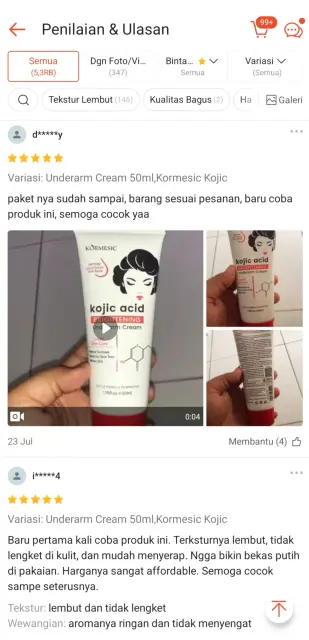 ulasan positif dari pembeli kedua