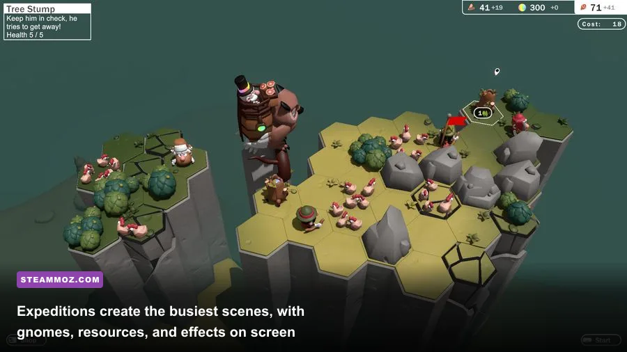 EcoGnomix expedition party collecting resources in a colorful biome