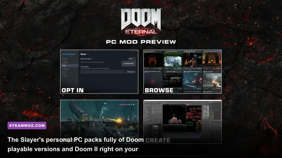 The Doom Slayer's quarters featuring the retro PC terminal running Doom 1993