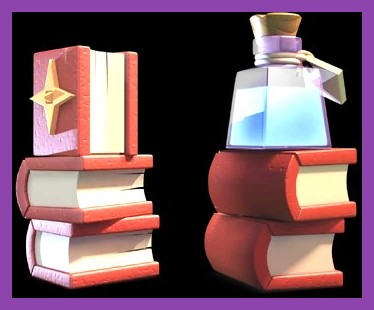 Clash of Clans Trader shop showcasing Magic Items, Books, and Builder Potions
