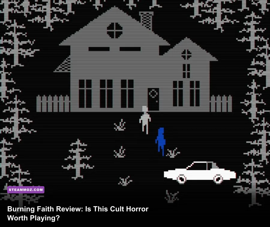 Burning Faith gameplay showing a dark church interior