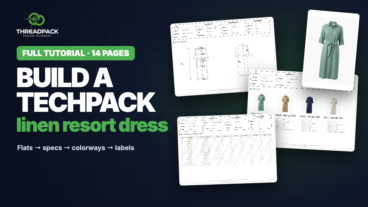 Concept to Resortwear: How to Make a Tech Pack for a Linen Shirt Dress (Free 14-Page PDF)