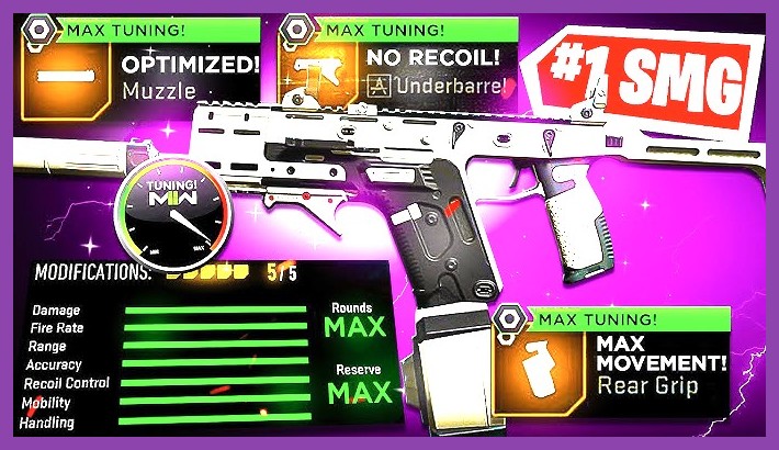 Fennec 45 SMG close-up view in Call of Duty Modern Warfare 2 multiplayer