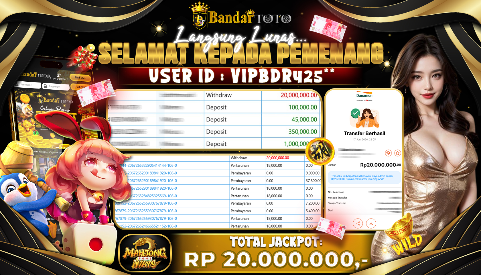 BANDARTOTO JACKPOT PG-MAHJONG WAYS 20 JUTA DIBAYAR LUNAS,-