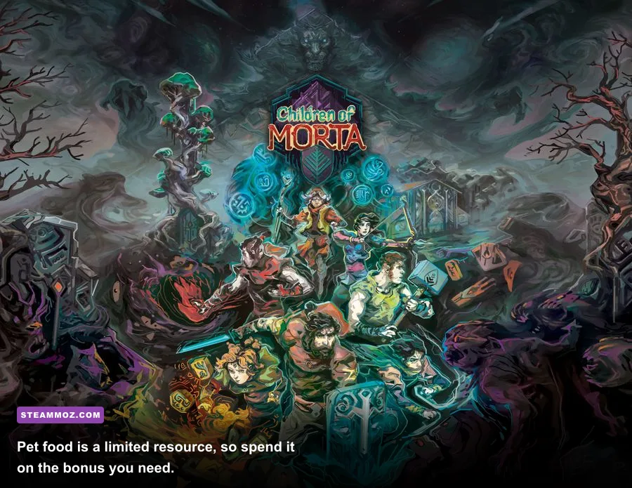 Pet care and food interaction in the Children of Morta Paws and Claws DLC