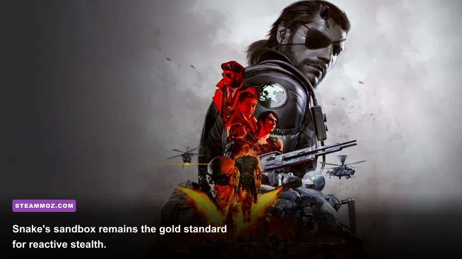 Metal Gear Solid V The Phantom Pain stealth infiltration at an enemy outpost