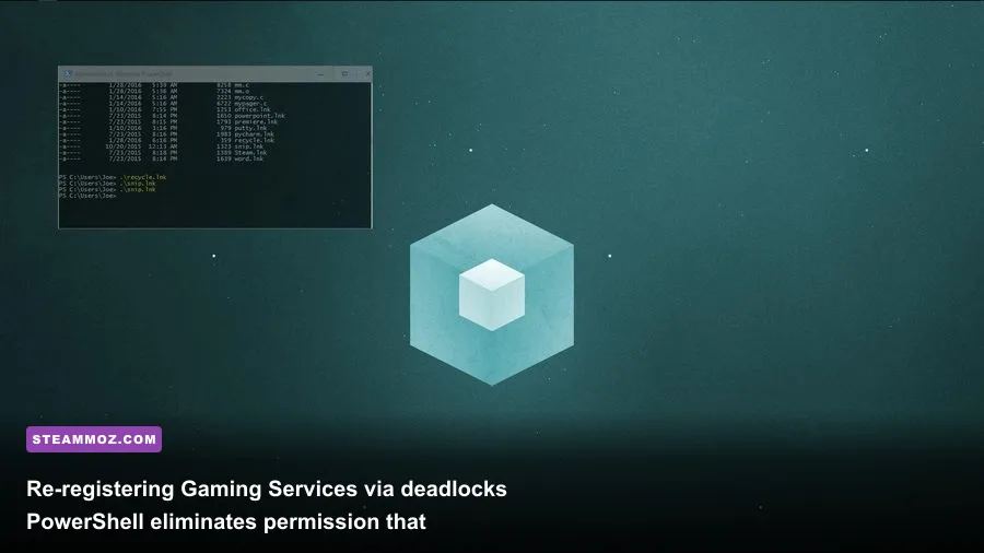 Windows PowerShell command prompt executing Gaming Services repair commands