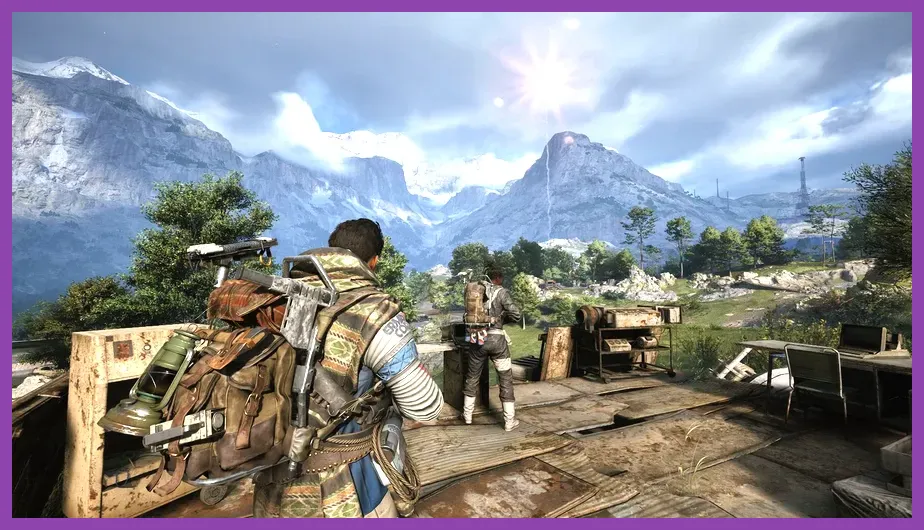 ARC Raiders three-player squad coordinating fire against heavy mechanized enemy