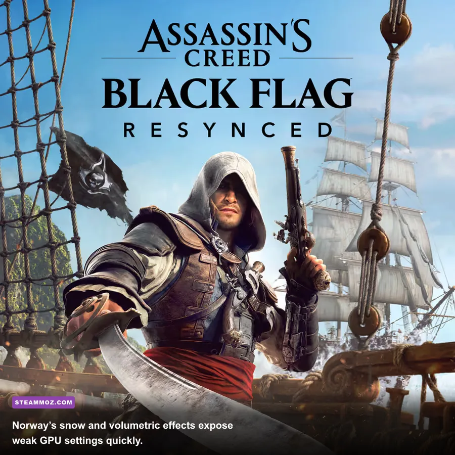 Eivor standing in snowy Norway mountains in Assassin's Creed Valhalla PC