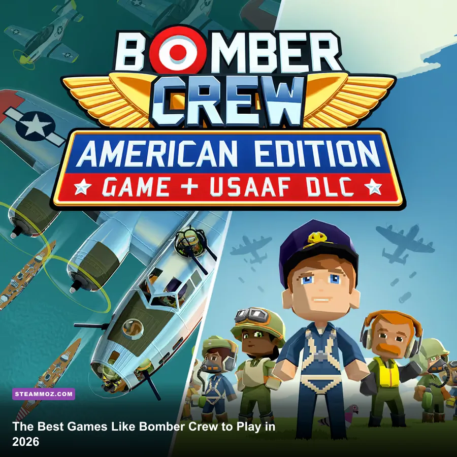 Bomber Crew crew members managing a bomber during a dangerous mission