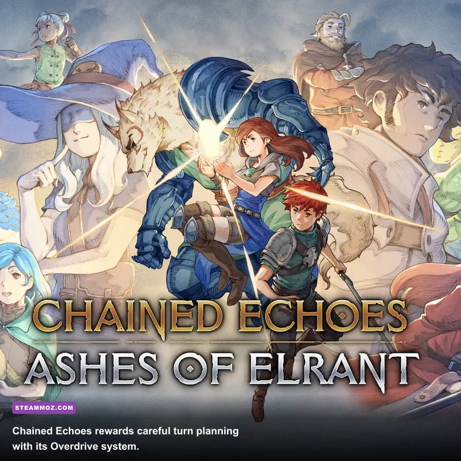 Chained Echoes party battling a large boss while the Overdrive gauge is visible