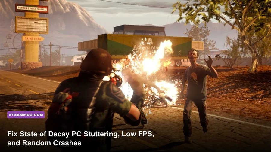 Survivor battling zombies in State of Decay on PC