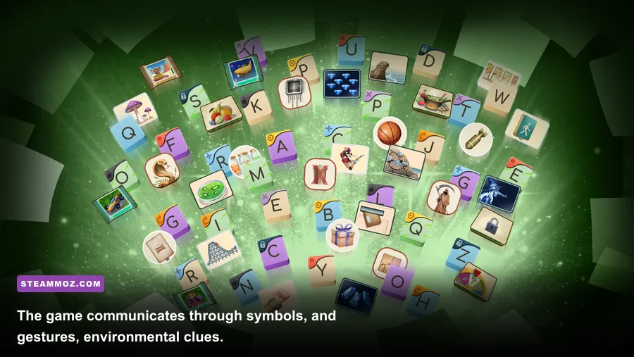 Beyond Words symbol-based puzzle interface in a Steam gameplay screenshot