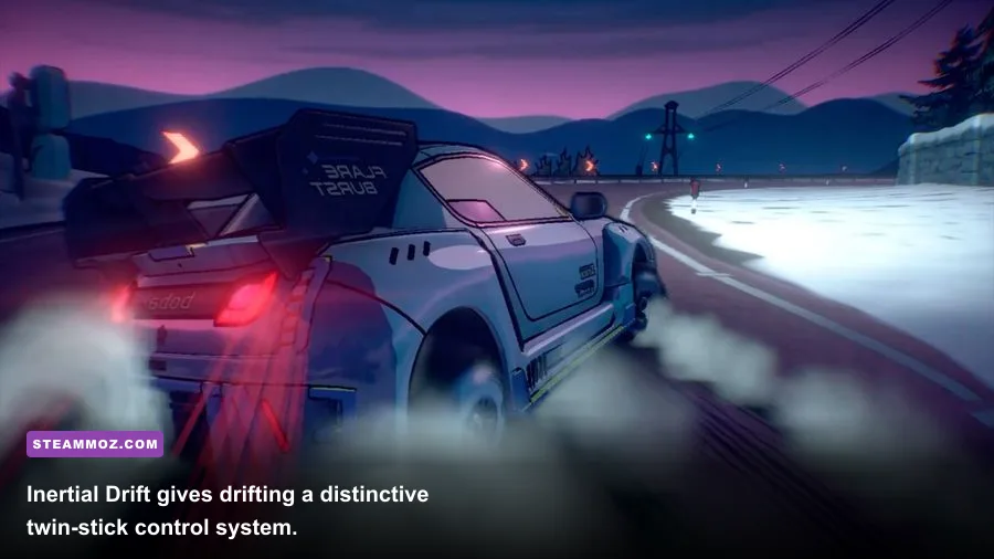 Inertial Drift car attacking a mountain touge road at night