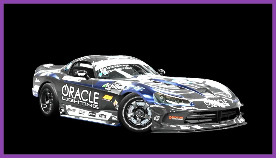Formula Drift Dodge Viper sliding sideways through a drift zone in FH5