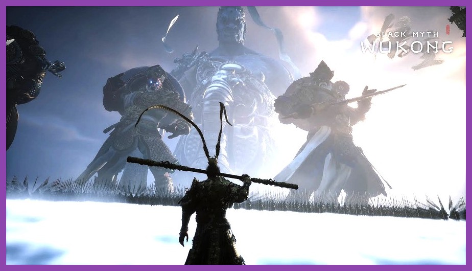 The Destined One facing off against a massive mythical boss in Black Myth Wukong