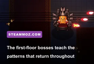Enter the Gungeon player battling an early floor boss
