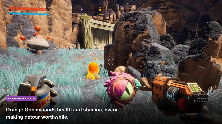 Orange Goo upgrade resource hidden in the Itching Fields