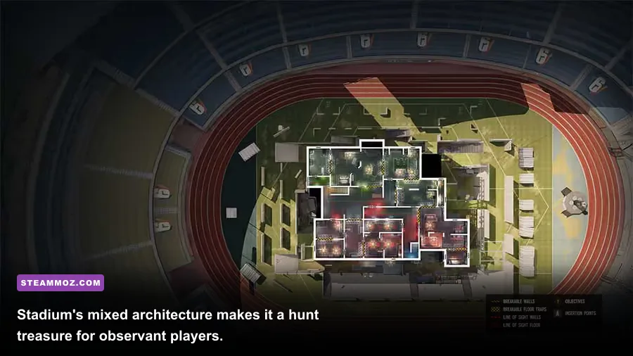 Stadium Bravo interior in Rainbow Six Siege with hidden environmental lore details