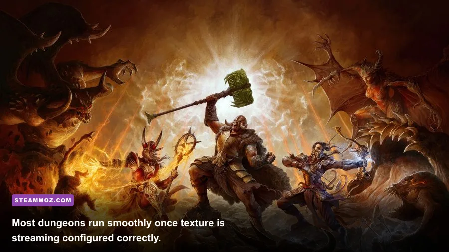 Diablo IV Necromancer fighting demons inside a dark dungeon