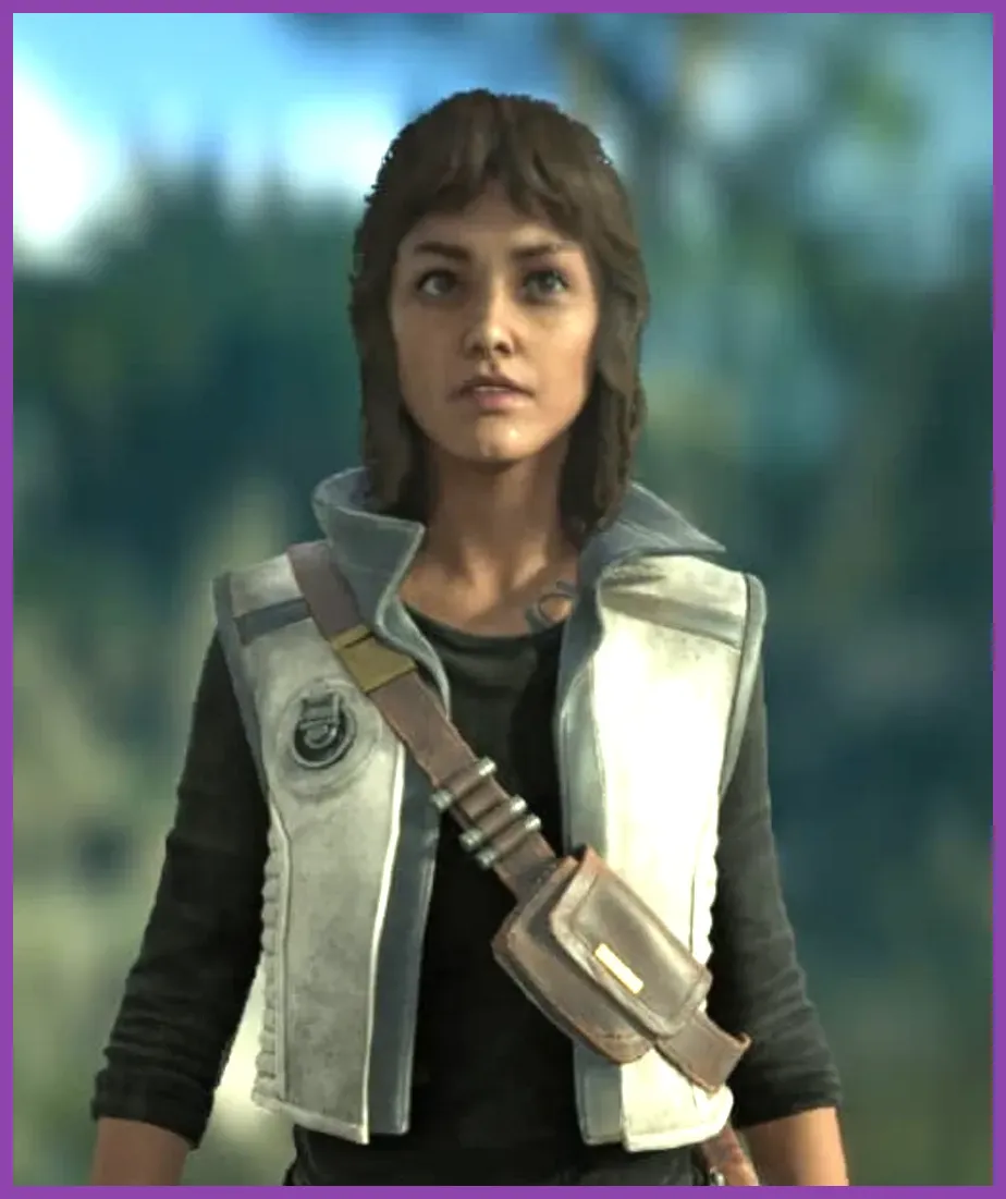 Kay Vess equipped with early game Scoundrel set gear in Star Wars Outlaws