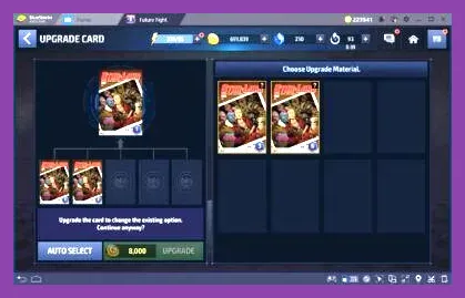 Equipped Comic Cards stats in Marvel Future Fight