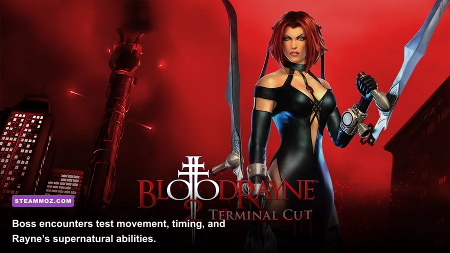 Rayne battling a boss in BloodRayne 2 Terminal Cut