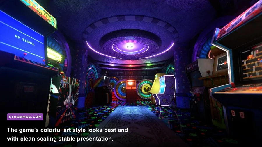 Arcade Spirits neon arcade wallpaper with colorful machines