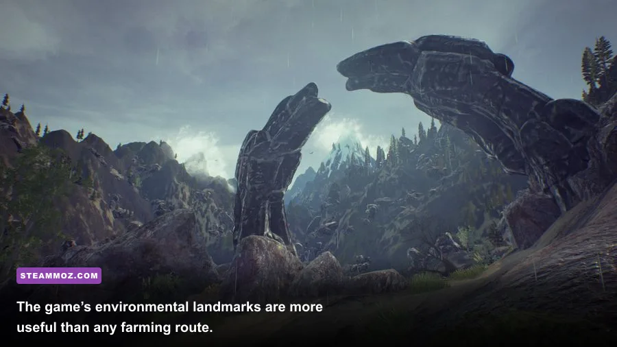 Drizzlepath Genie waterfall and lush environment in-game screenshot