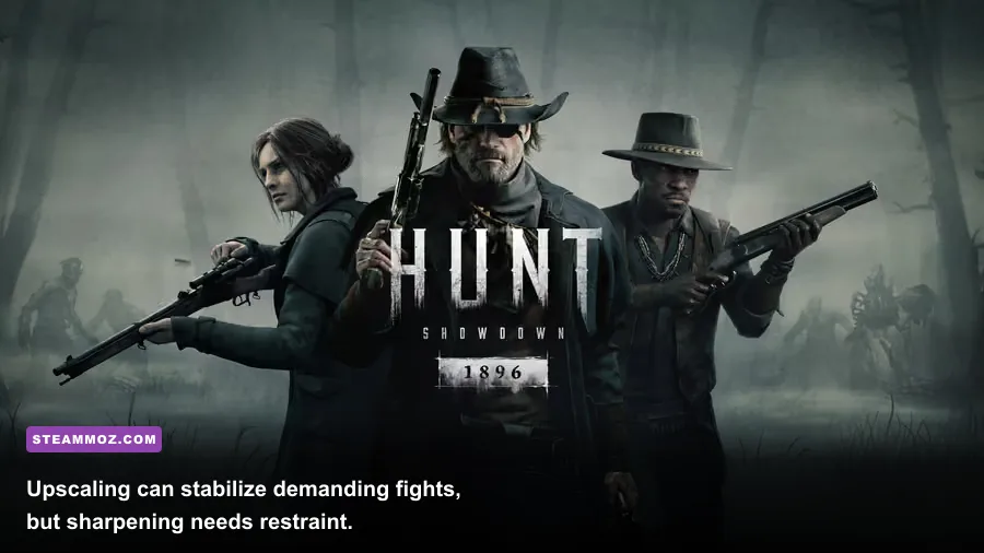 Hunt Showdown 1896 PC gameplay showing DLSS and FSR performance settings
