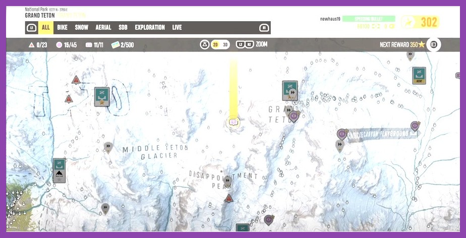 Secret relic location map marker in Riders Republic Grand Teton snow region
